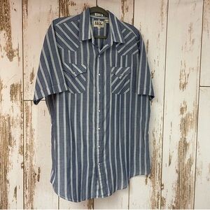 Ely Cattleman, Tall Man, Striped Pearl Snap Shirt. Size XL Tall 17 1/2.